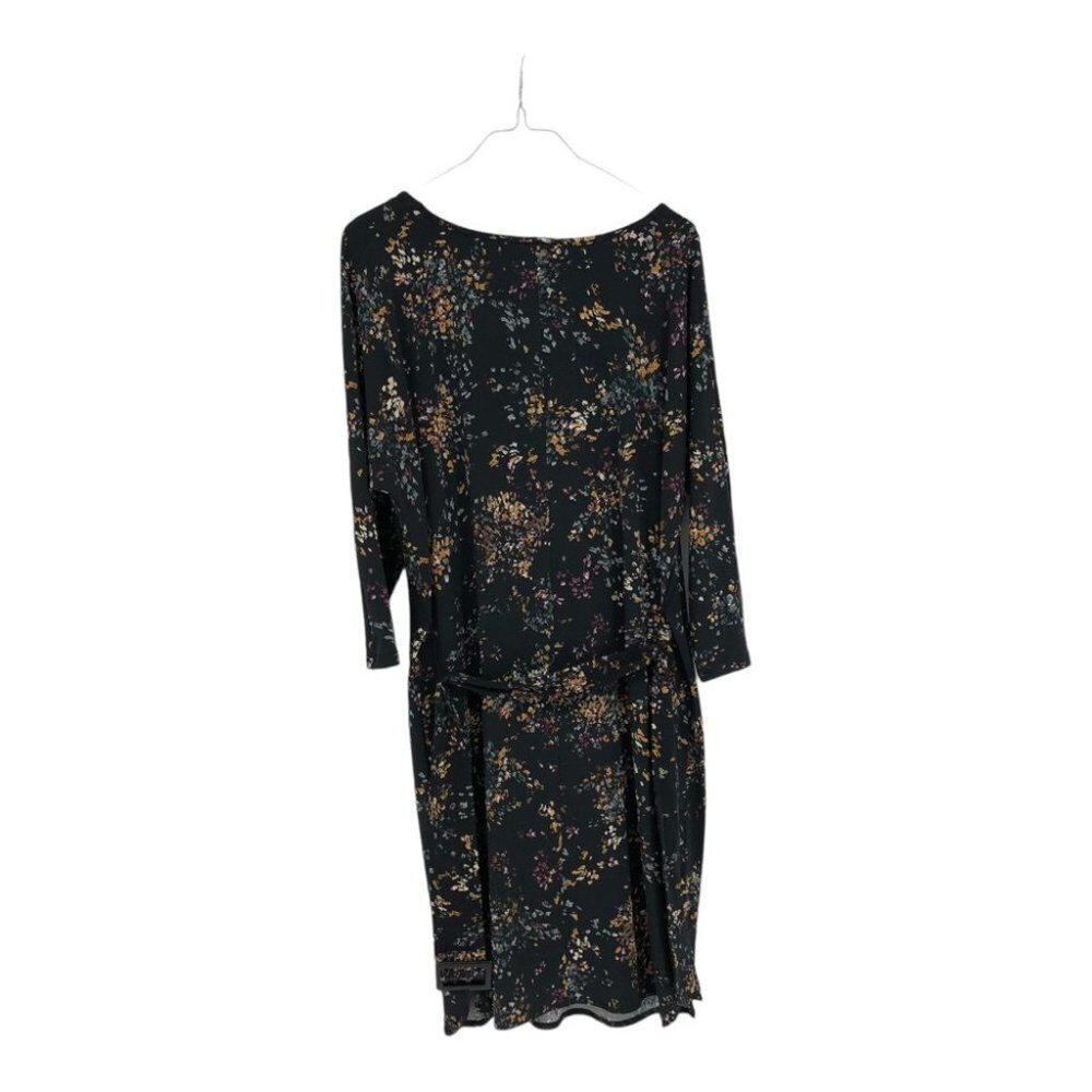 NWT Le Chateau  Black floral Boatneck 3/4 sleeve midi dress M - Picture 3 of 10